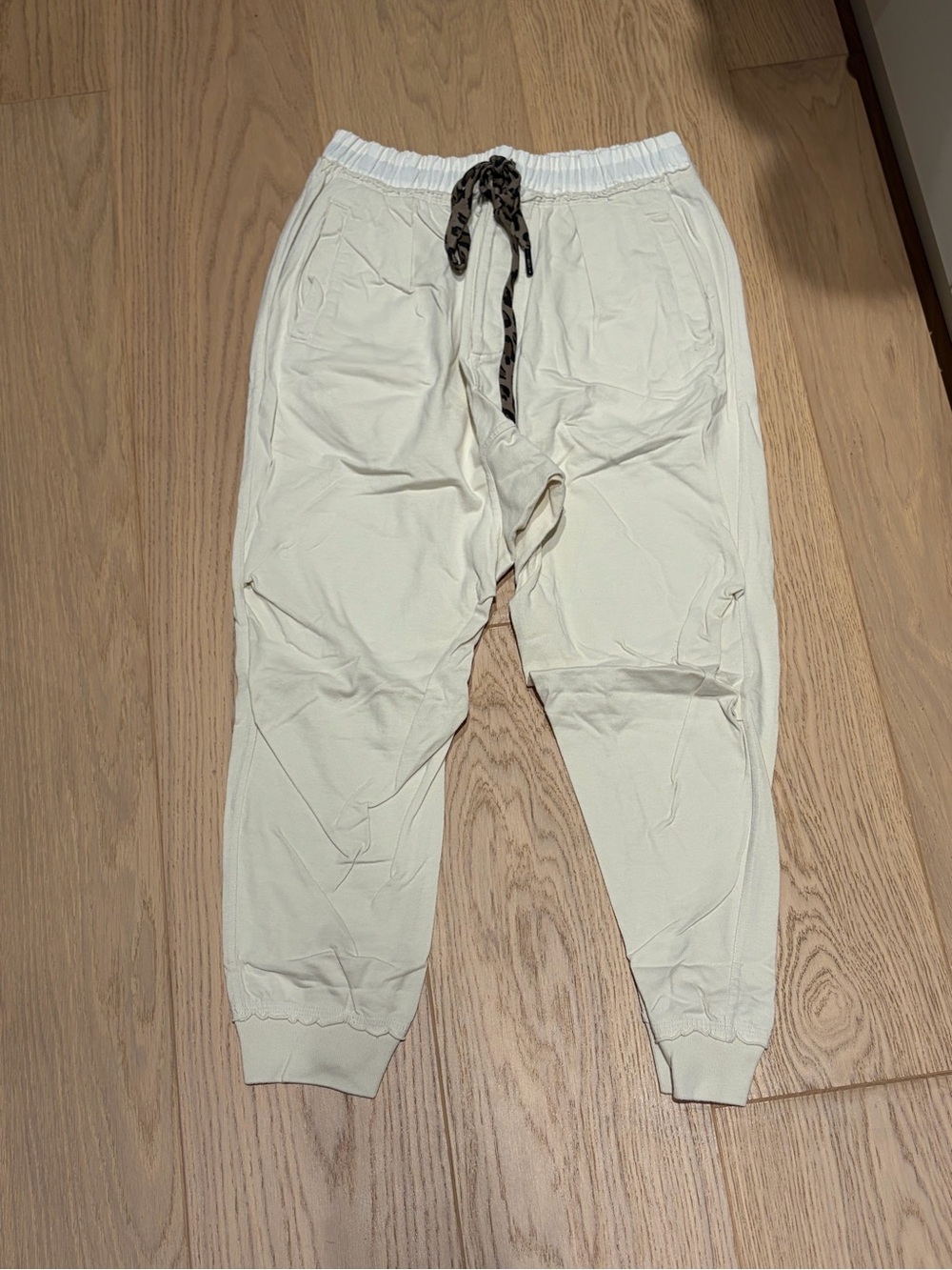 R13 Cream Drawstring Jogger Pants with Leopard Tie